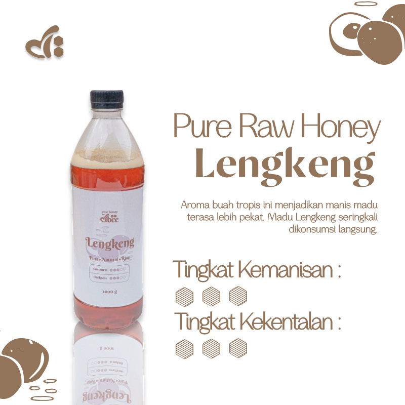 

Raw Honey by dBee - Nektar LENGKENG 1000gr (750 ml) - Madu Mentah Murni Asli - 100% Raw Murni