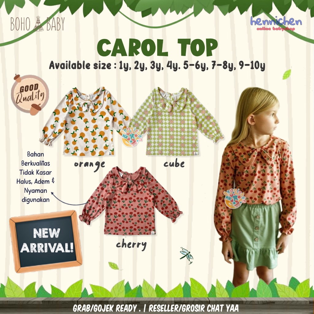 Bohopanna Carol Bodysuit / Top 0-10 Tahun Atasan Collar Anak Perempuan