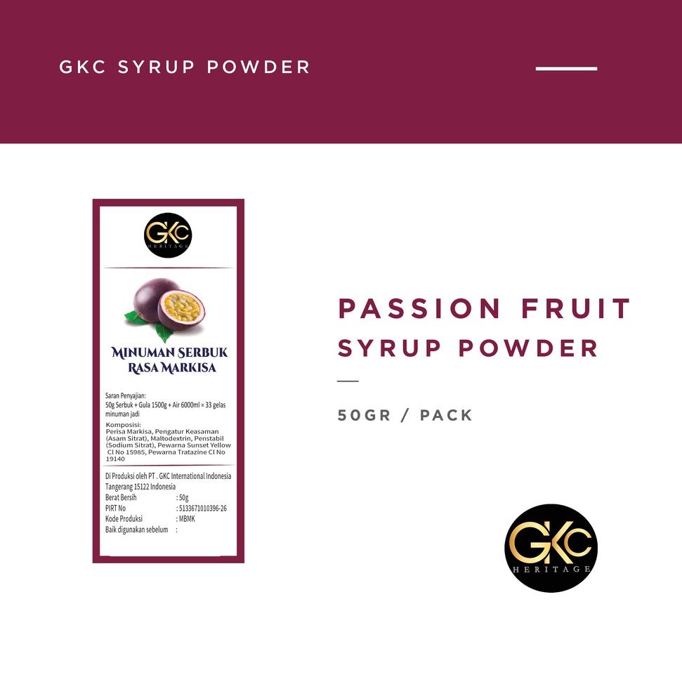 

(A>9T✓) Bubuk Sirup Markisa / Passion Fruit Powder Syrup Serbuk Minuman Powder Drink GKC Heritage 50 gram langsung kirim