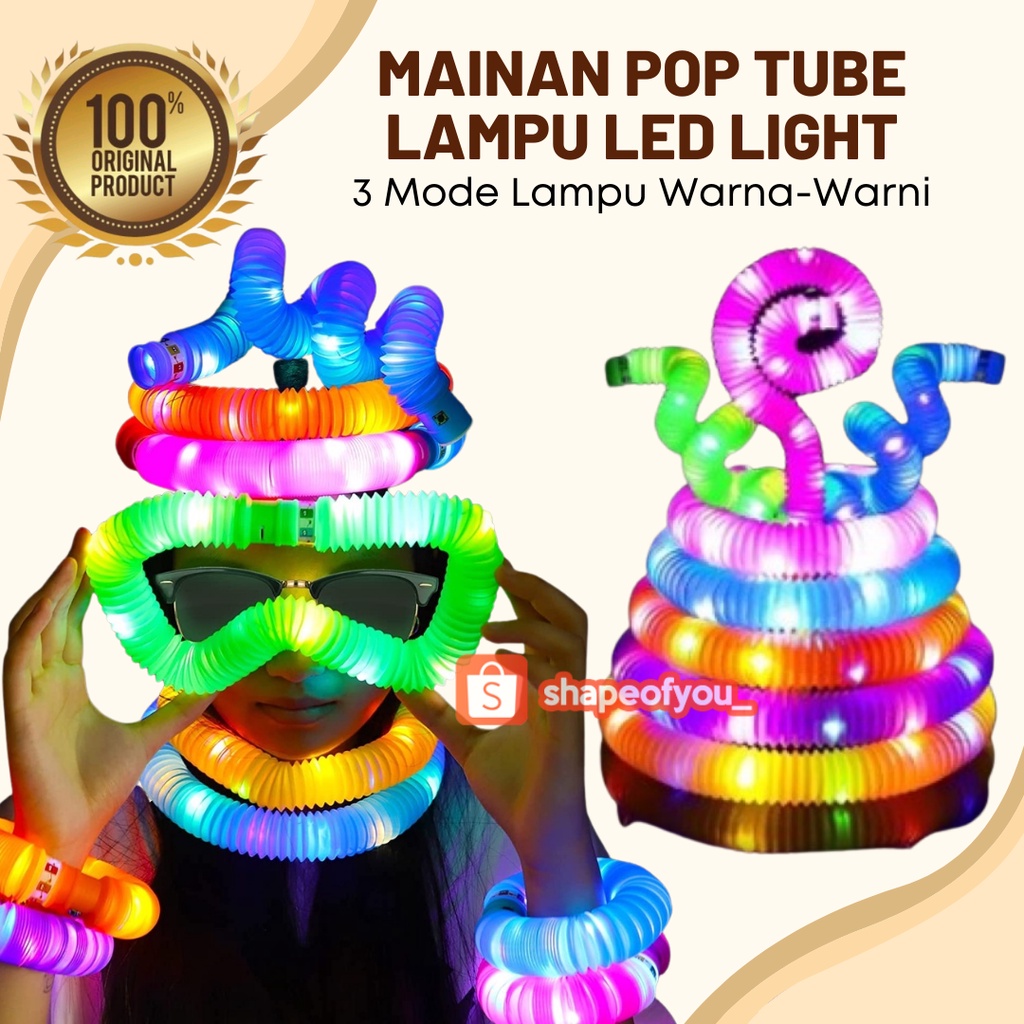 Mainan Viral CEV Light Up Pop Tubes Pop Pipes Mainan Lampu Stick Pipa Selang Fidget Toy