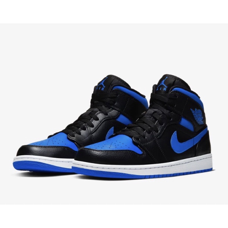 NIKE AIR JORDAN 1 MID BLACK HYPER ROYAL BLUE ORIGINAL RESMI 554724 068