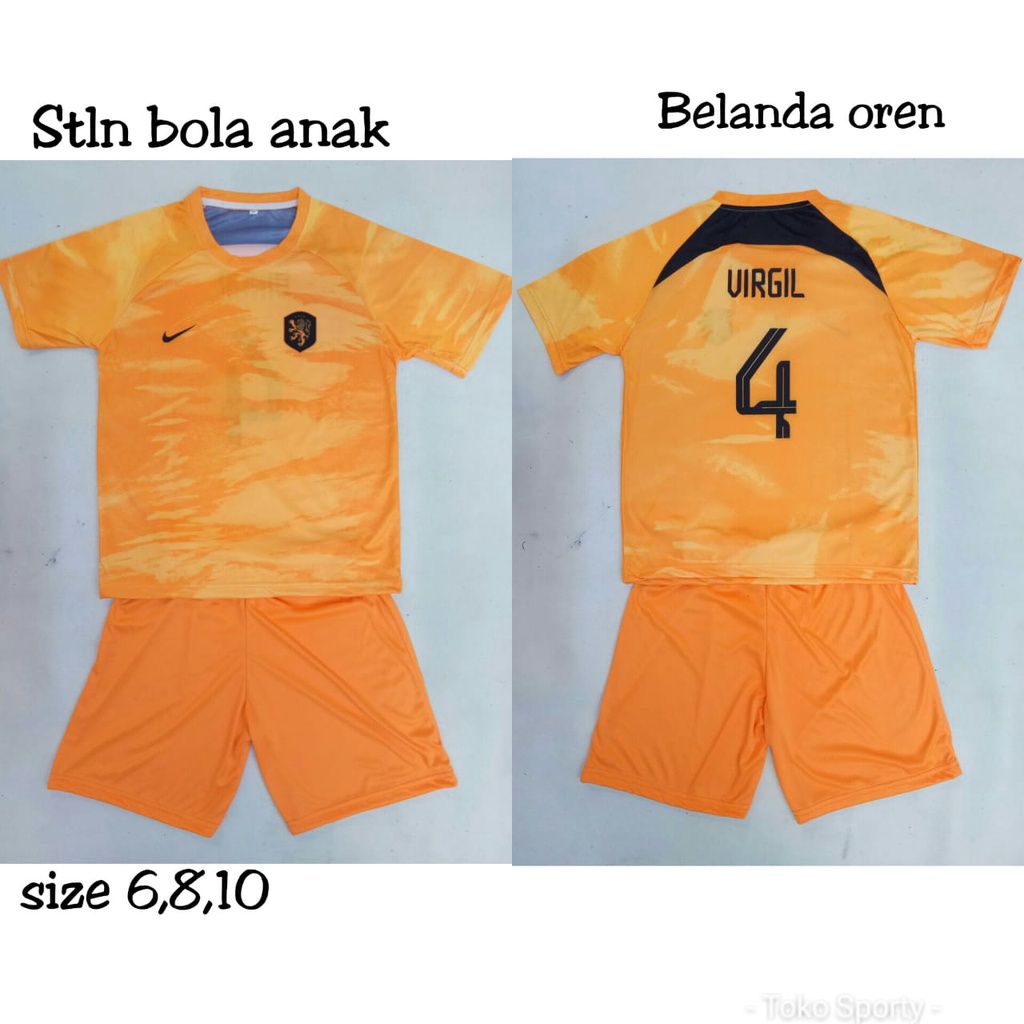 Stelan bola anak Piala dunia 2022 Belanda Home / Jersey Kids Belanda home Virgil Piala dunia 2022