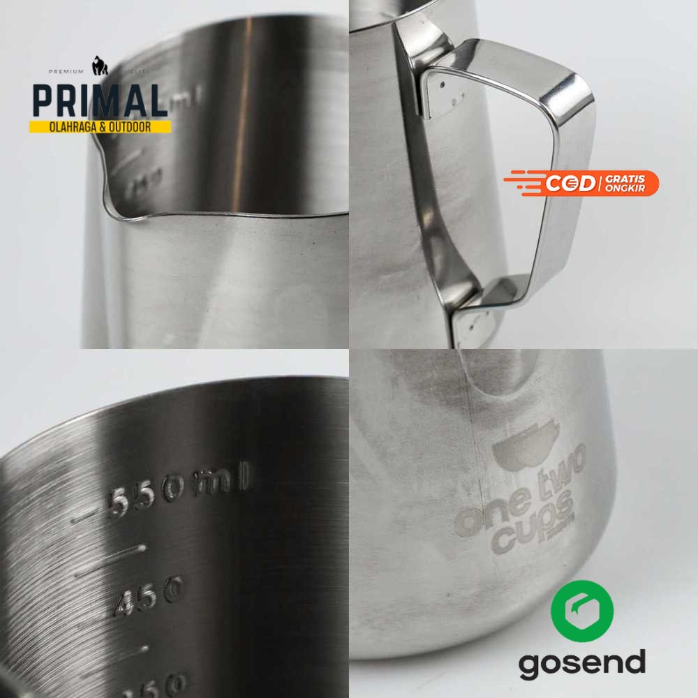 Peralatan teh kopi bertending Primal One Two Cups Gelas Milk Jug Kopi Espresso Latte Art Stainless - ZM0078