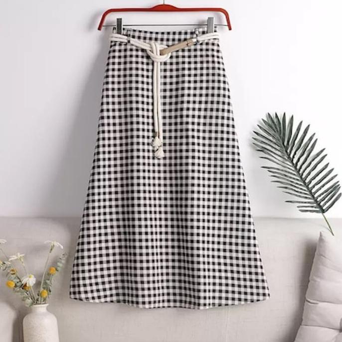 Skirt Rok Panjang Kotak - Harisgo Bawahan Wanita Bahan Katun Terbaru