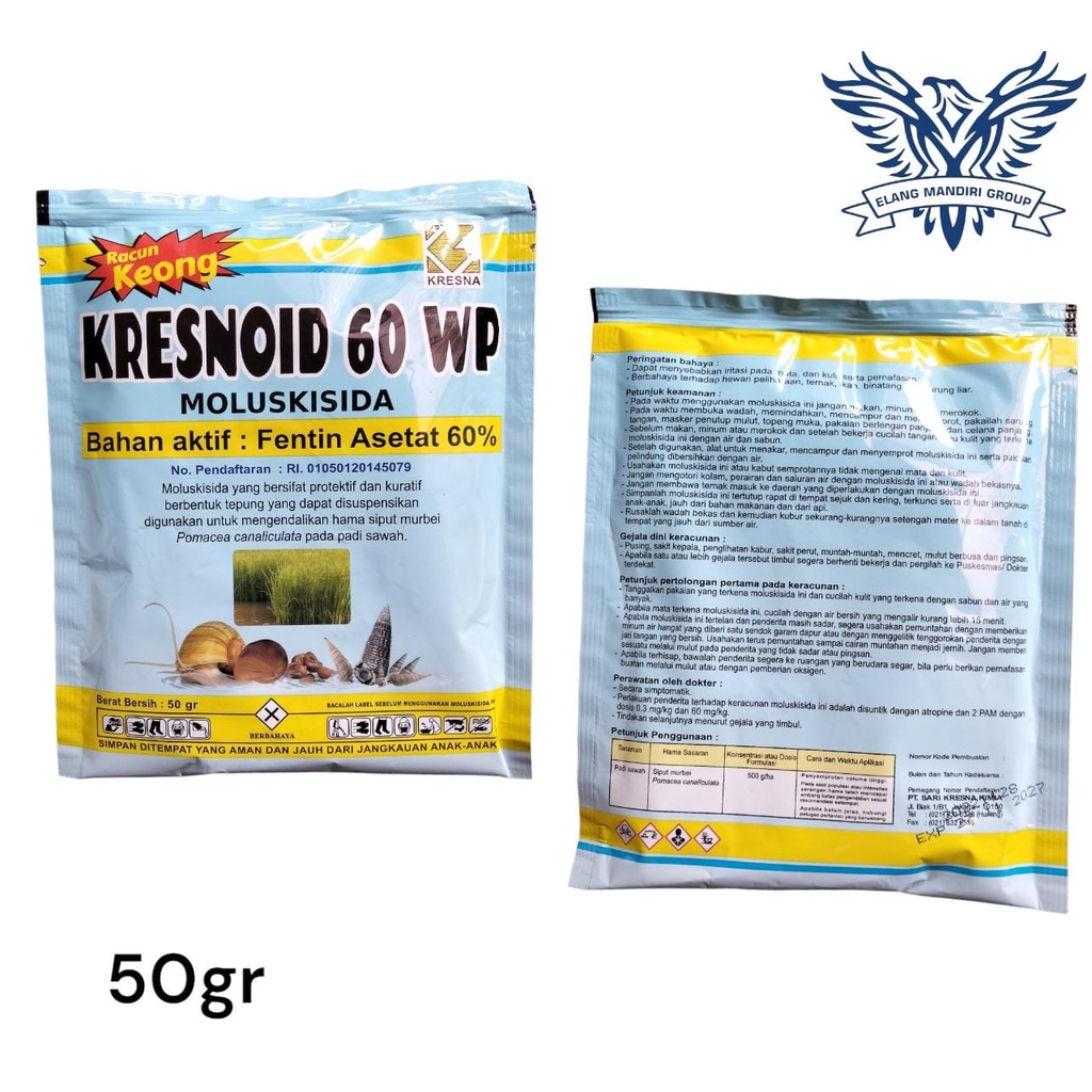 Racun Keong KRESNOID 60 WP 50gr RACUN SIPUT Bahan Aktif: Fentin Asetat 60% Racun Keong Bentan Anti Keong