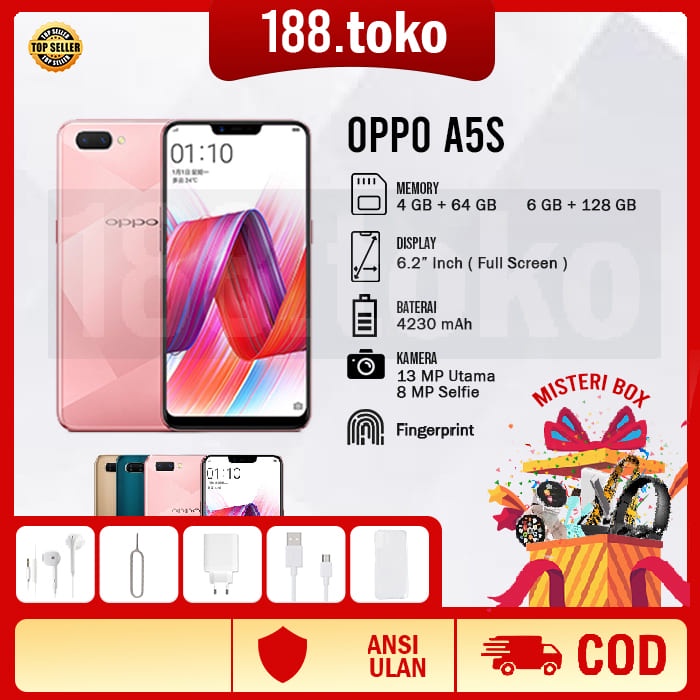 HP OPPO A5S 6/128GB FULLSET GARANSI 1 TAHUN