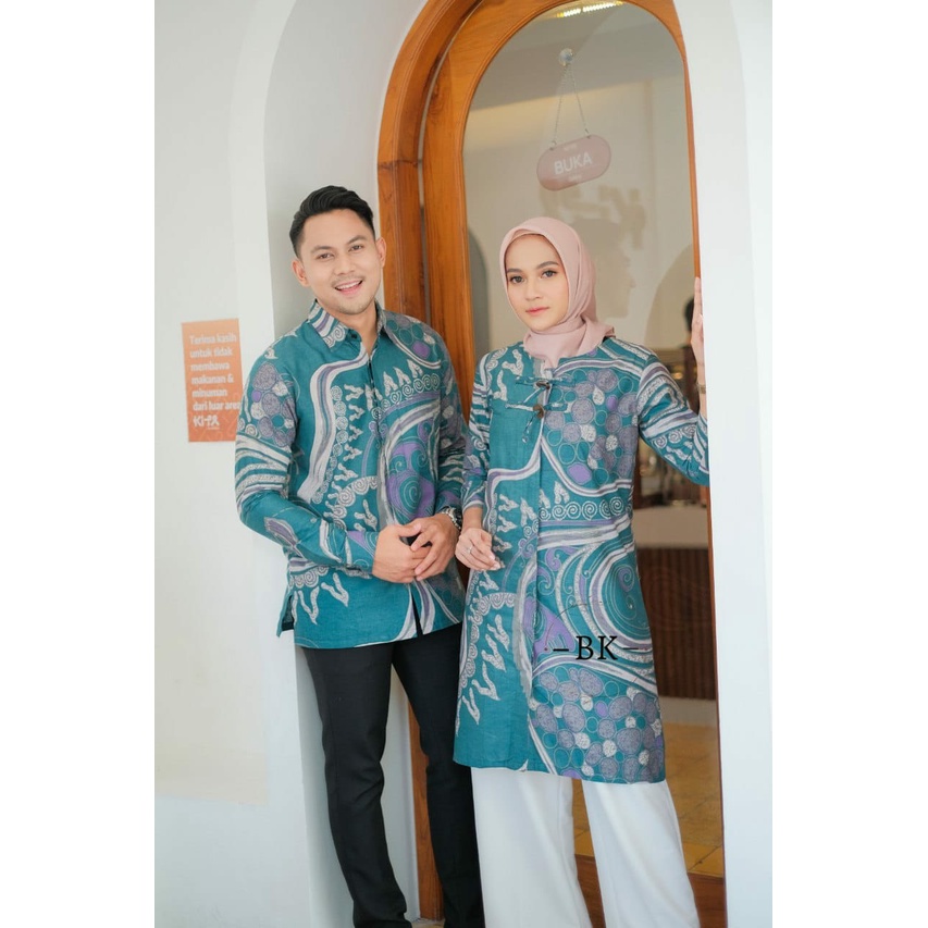 Batik Couple (MCbatik) - Batik Couple Tunik Kemeja Motif Soft Terbaru Bahan Katun Mix Moscrepe Ready Seragam Kantor M L XL XXL Jumbo