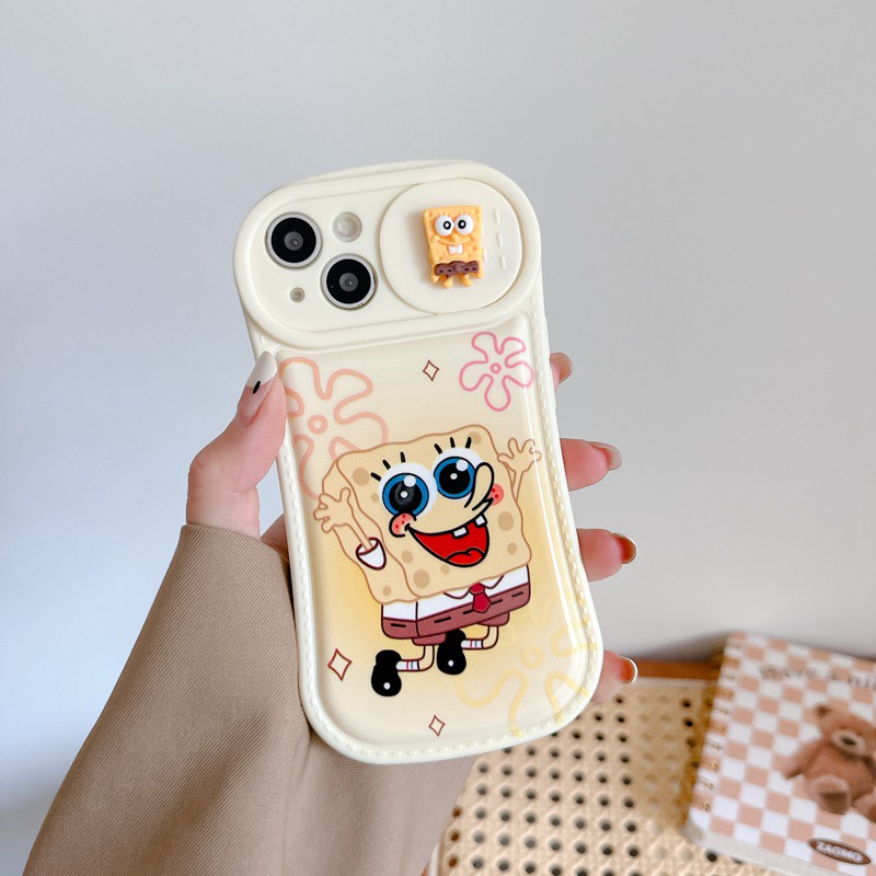 SpongeBob &amp; Patrick Star Doll Push The Window Cover Soft Case iP iPhone 11 12 13 14 Pro Max Yellow Casing Apple