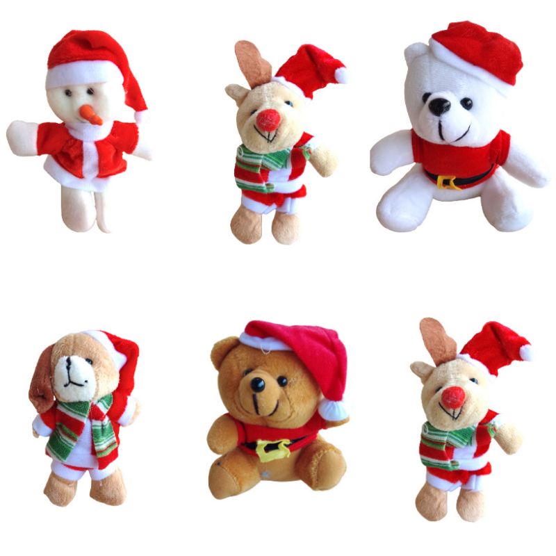 Boneka Christmas, Bear Santa, Boneka Santa 15cm