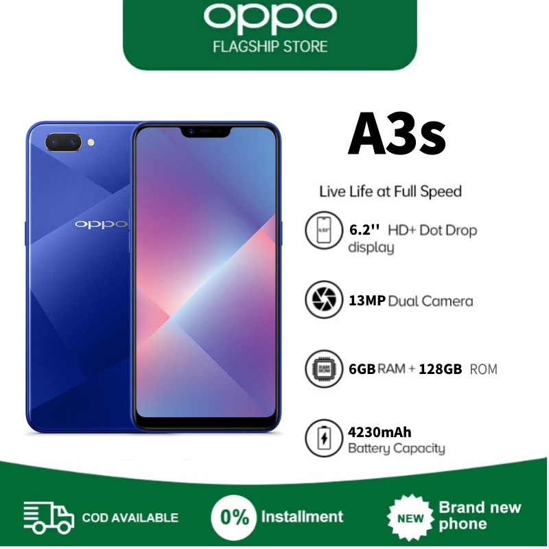 hp OPPO A3S RAM 6/128GB 4230mAh Kapasitas Baterai Lebih Tahan Lama Smartphone 4G LTE Murah Garansi 1