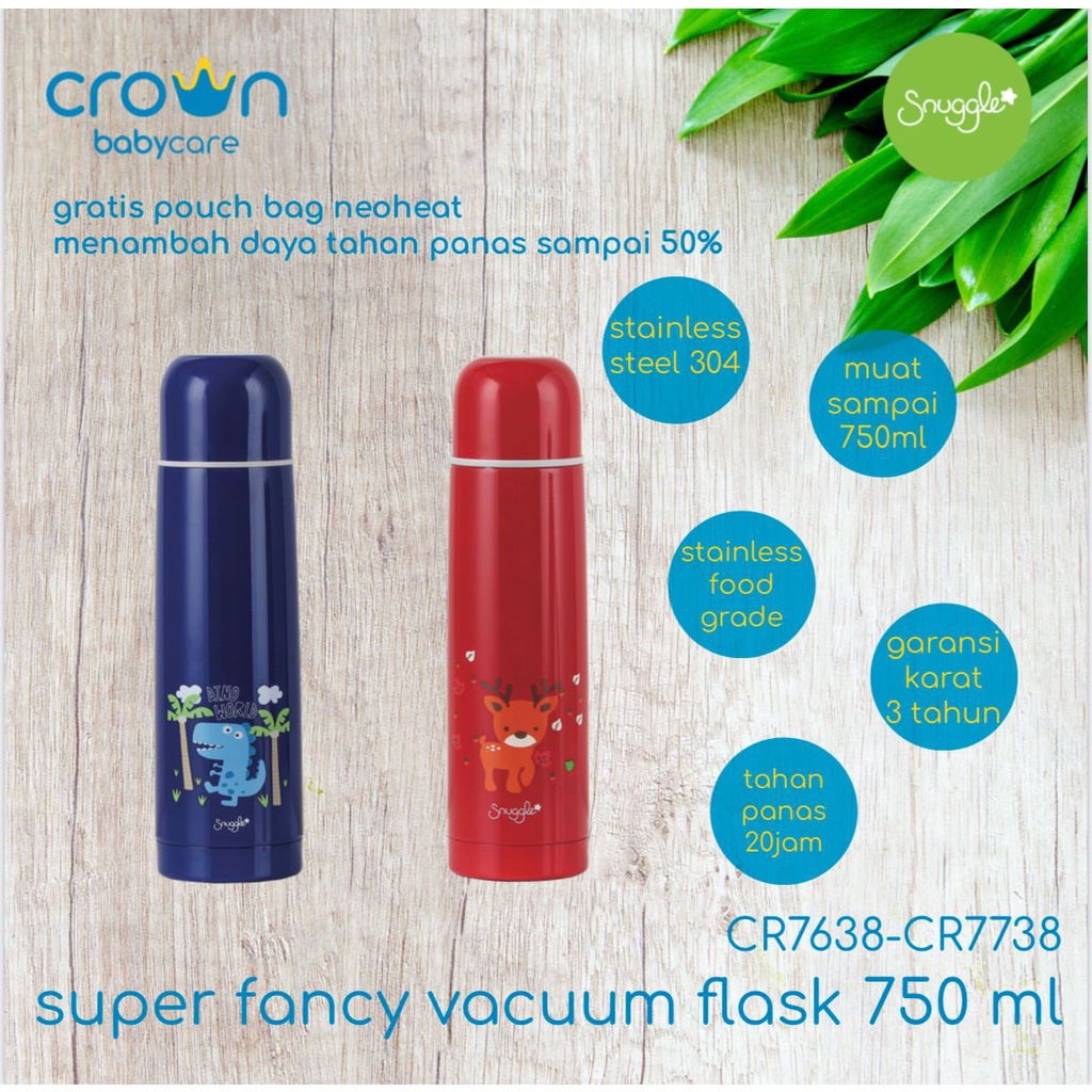 [PROMO FREE KERTAS KADO] Crown Easy Travel Thermos Vacuum Flask 750ml