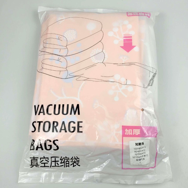 WHISM Kantong Plastik Pakaian Vacuum Compression Bag 10 PCS - SN1000 - Pink - 7RHAFSPN