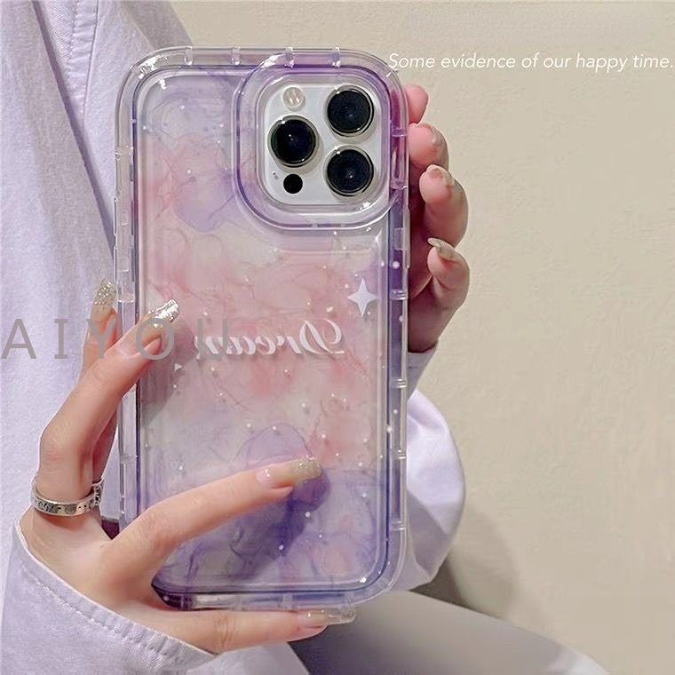 IPHONE Airbag Phone Case Kompatibel Untuk Iphone 14 Pro Max 7 8 6 6S Plus 11 14 13 12 Pro MAX XR X XS MAX Fantasi Lukisan Tinta Langit Berbintang Bulan Bintang TPU Lembut Bening Shockproof Back Cover