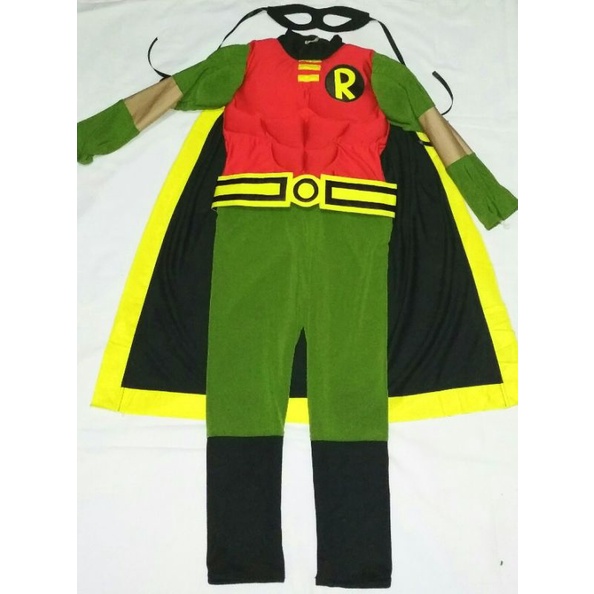 kostum Robin anak/kostum superhero/baju superhero/kostum robin/cosplay baju robin/cosplay pahlawan a