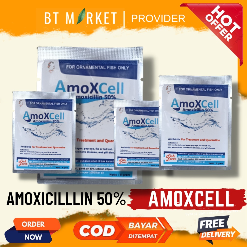 Amoxcell repack 10gr Obat Berbagai Penyakit Ikan Koi dan Ikan Original