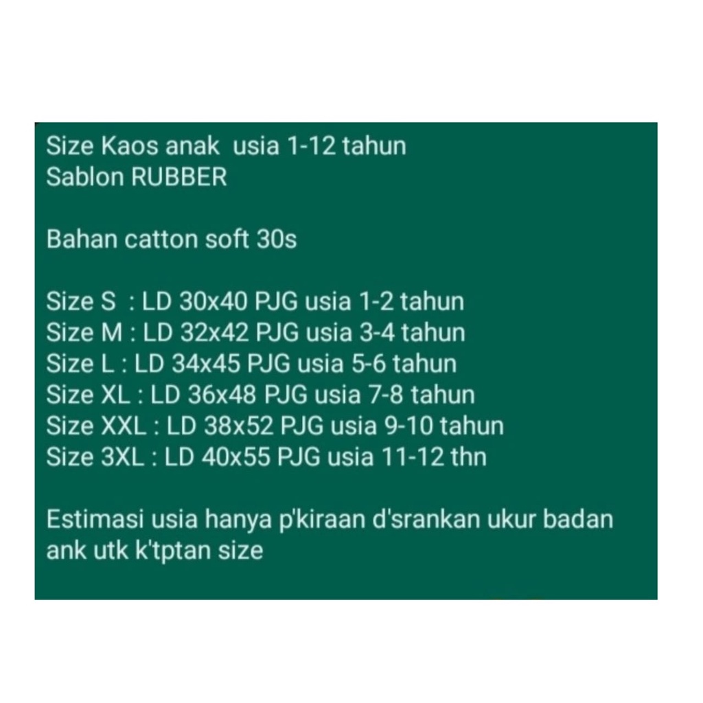 paket hemat 1 KLIK dapat 12 PCS kaos anak perempuan/laki-laki