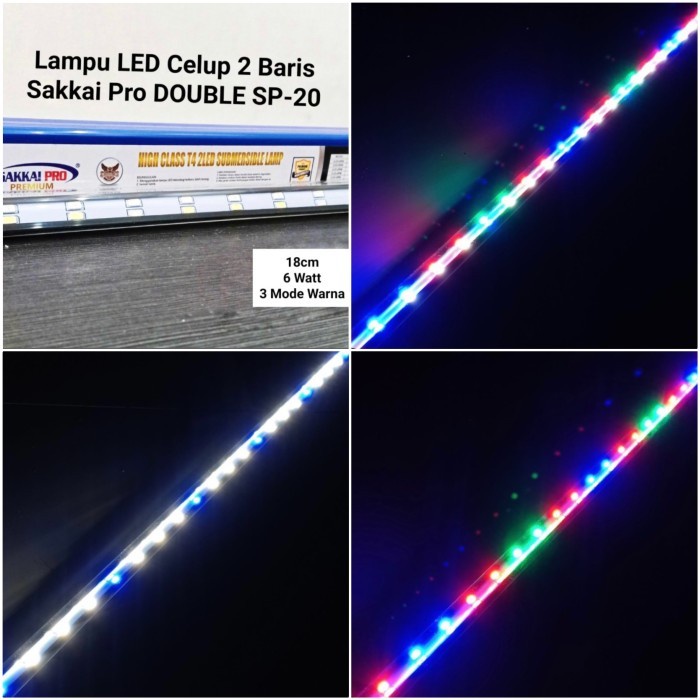 [COD] Lampu LED Celup Aquarium 3 Mode Warna 2 Baris SAKKAI PRO LED T4 SP 20