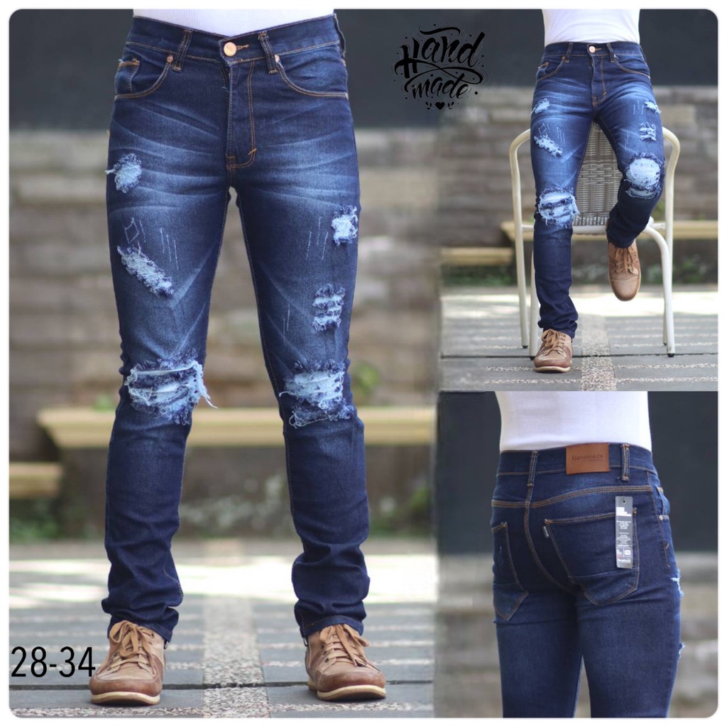 HUMAIRA_OLSHOP99 CELANA JEANS PANJANG PRIA SKINNY/ CELANA JEANS SOBEK CAKAR PRIA GAUL / JEANS TREND MASA KINI
