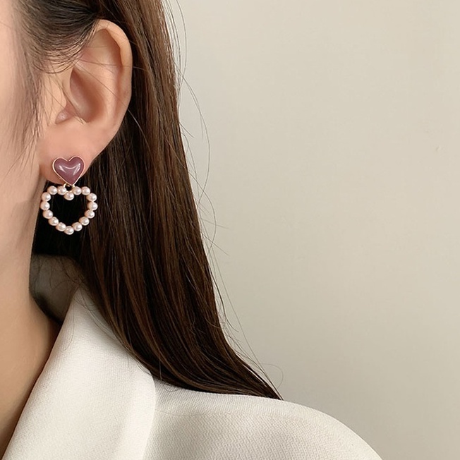 Anting Fashion Klip Telinga Mutiara Gaya Korea Anting Mode Retro High-End Ladies Earrings