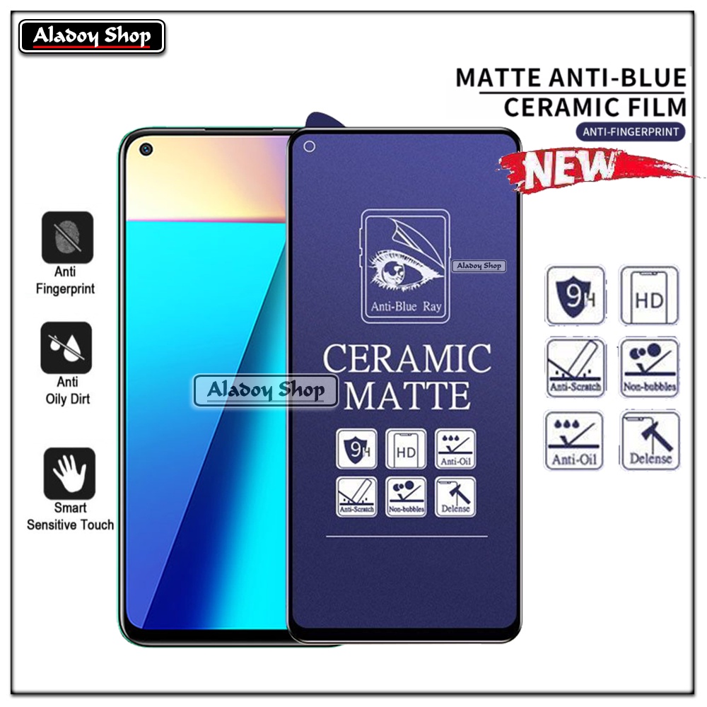 PAKET 3IN1 Anti Gores Blue Matte Anti Glare Infinix Note 7 + Tempered Glass Camera dan Skin Carbon