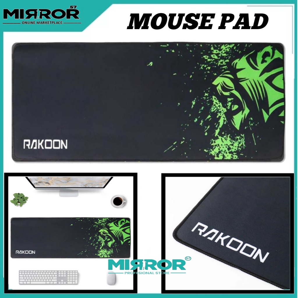 Mouse Pad Gaming XL Rakoon Matras Meja Ukuran 24 x 32 / 30 x 80 / 40 x 90 cm Bahan Soft, Anti Slip