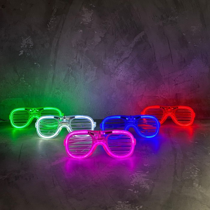 Kacamata LED Viral Luminous Party Colourful Nyala Glow in The Dark Kacamata Garis Viral LED