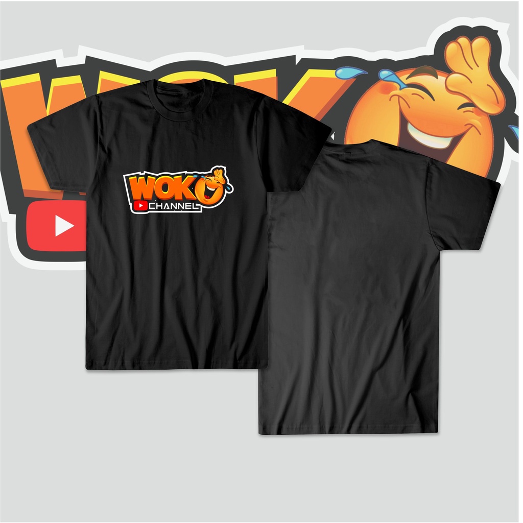 BAJU KAOS  HITAM WOKO CHANNEL - KAOS PRIA  KAOS AESTHETIC PAKAIAN ATASAN OVERSIZE T SHIRT