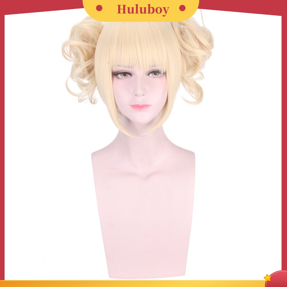 Wig Rambut Sintetis Model Pendek Dengan 2 Buns Poni Untuk Wanita