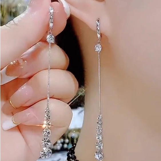 Anting Panjang Bahan 925 Silver Needle Untuk Wanita