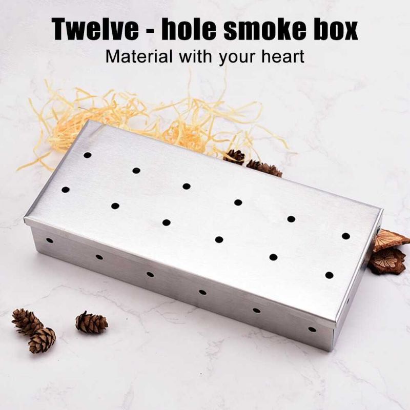 Hokerbat Tempat Arang BBQ Smoker Box Wood Chips Grill Meat - HK037