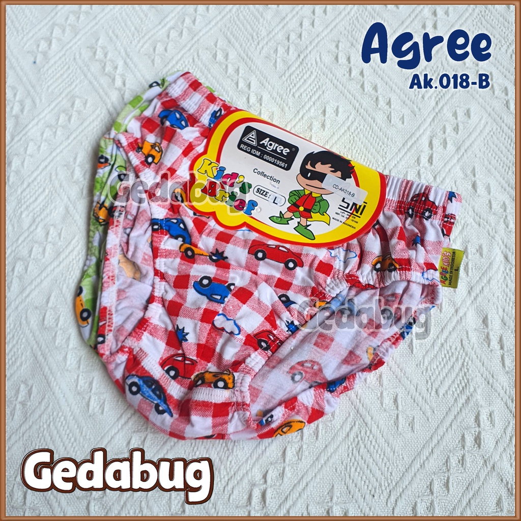 3 Pcs - Celana dalam anak Agree AK 018-A Print Warna | CD Anak Agree Kids Motif Boys | Gedabug