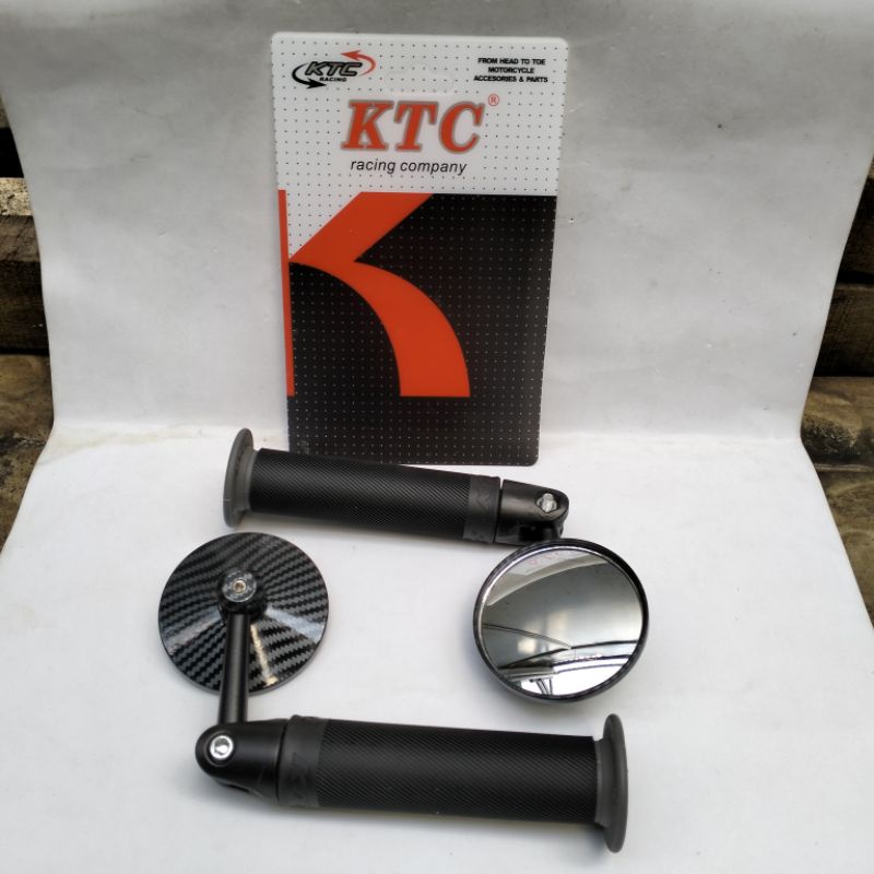 PAKET SPION VARIASI SPION JALU BULAT BAREND CARBON + HANGRIP KTC BULU/ORIGINAL  UNIVERSAL MOTOR