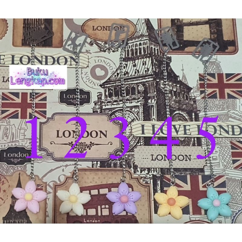 

Pembatas Buku rantai / bookmark bunga Bahan Metal & clay Untuk Sekolah / Kantor 01