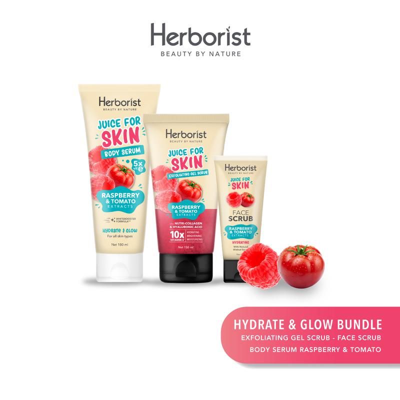 Herborist Juice for Skin Bundle 3 in 1 (Body Serum + Exfoliating Gel + Face Scrub) | Paket Herborist Bundle 3 in 1