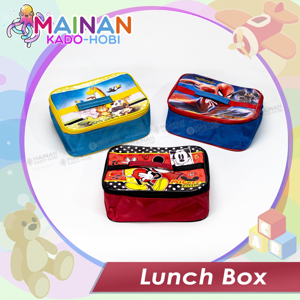 SET BEKAL MAKAN LUNCH BOX TEMPAT MAKAN ANAK LAPIS ALUMUNIUM FOIL KARAKTER KARTUN