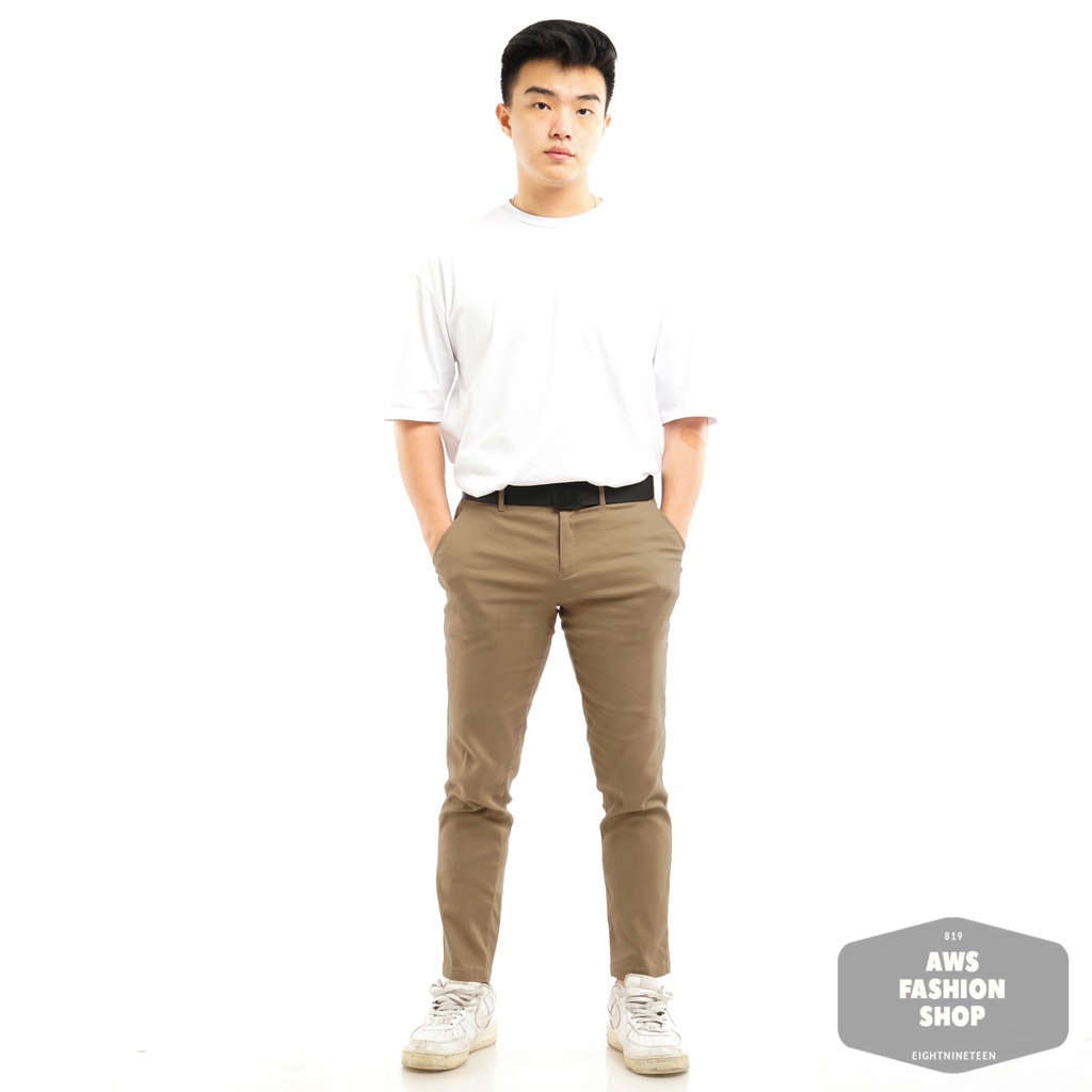 Celana Chino Pria Celana Panjang Pria PREMIUM QUALITY Dark Khaki