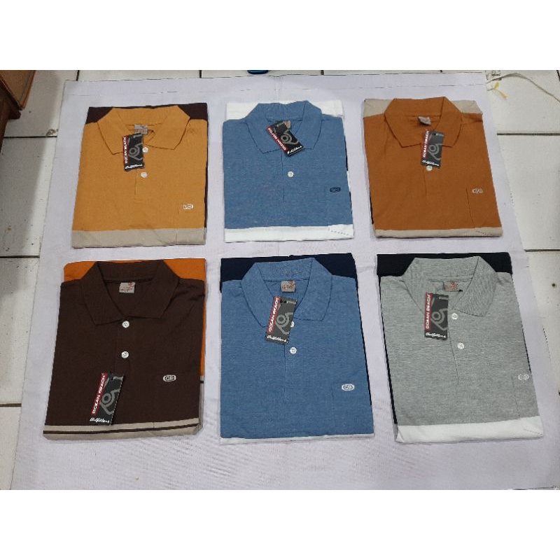 Kaos Kerah OCEAN BEACH lengan pendek motif RANDOM size M-L-XL