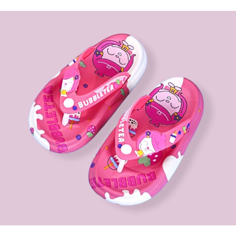 Sandal jepit Anak Perempuan motif BubleTea Sandal jepit anak cewek Impor viral kekinian