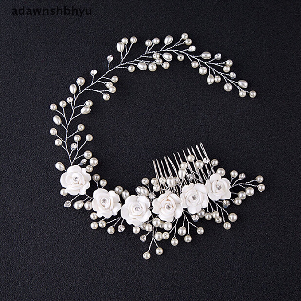 Adawnshbhyu Perhiasan Rambut Pernikahan Untuk Bridal Pearl Hair Comb Hand Made Hair Accessory New ID