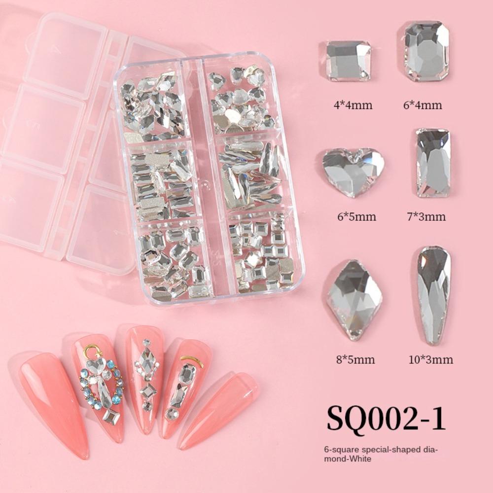 R-flower 6pcs/Set Nail Art Bor New Aurora Flakes Kaca Diamond