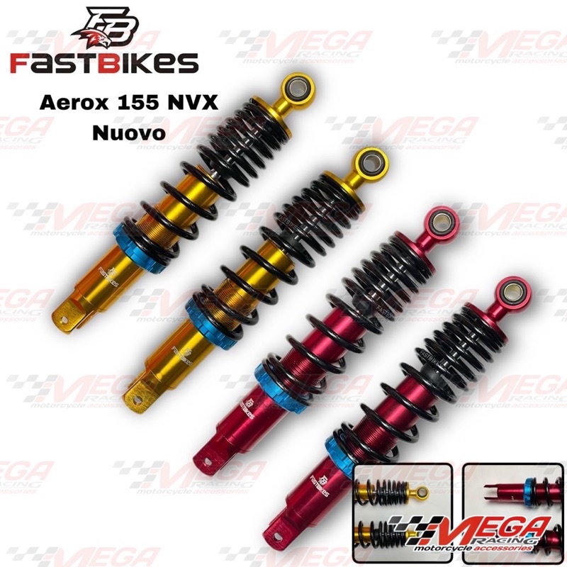 Shock Shockbreaker Belakang FASTBIKES Ring Sianblue Uk 280mm Bebek NVA Nouvo z Matic Aerox 155