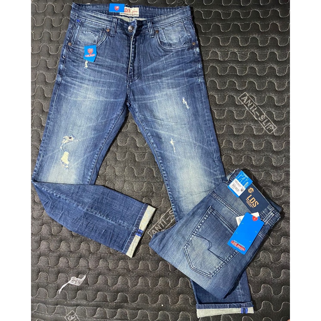 celana jeans pria LDS slimfit distro terbaru model sobek