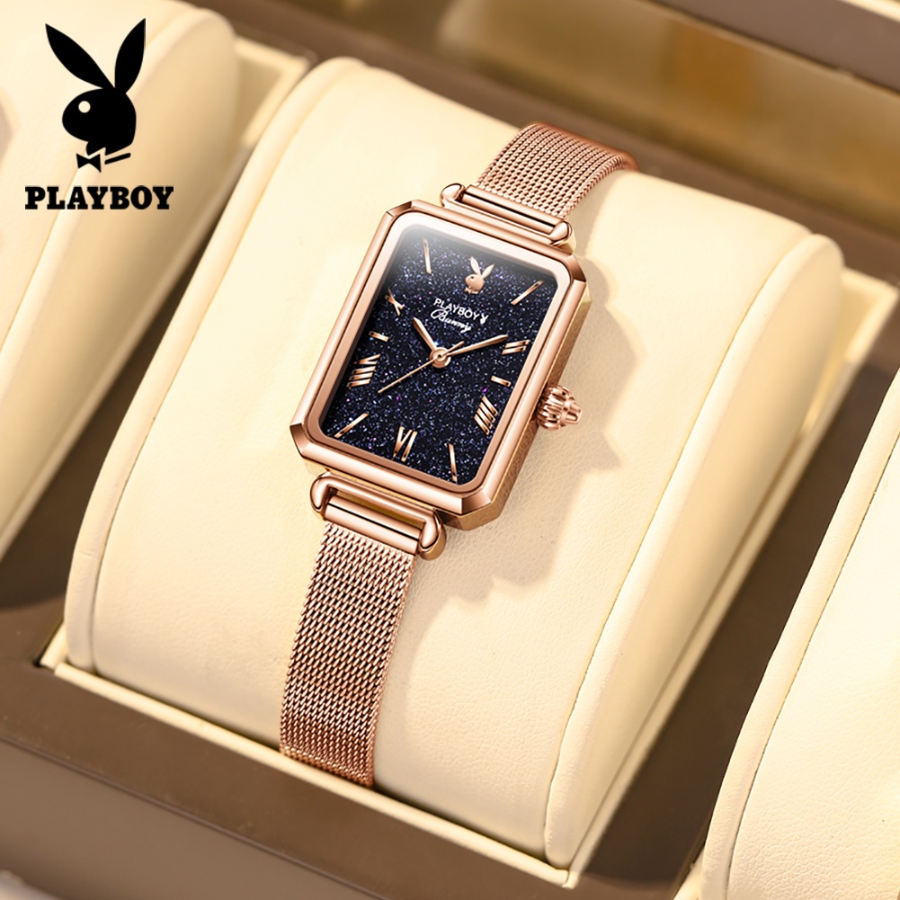 Jual PLAYBOY Jam Tangan Wanita Anti Air Original Kekinian Terbaru Branded Gerakan Kuarsa Biru