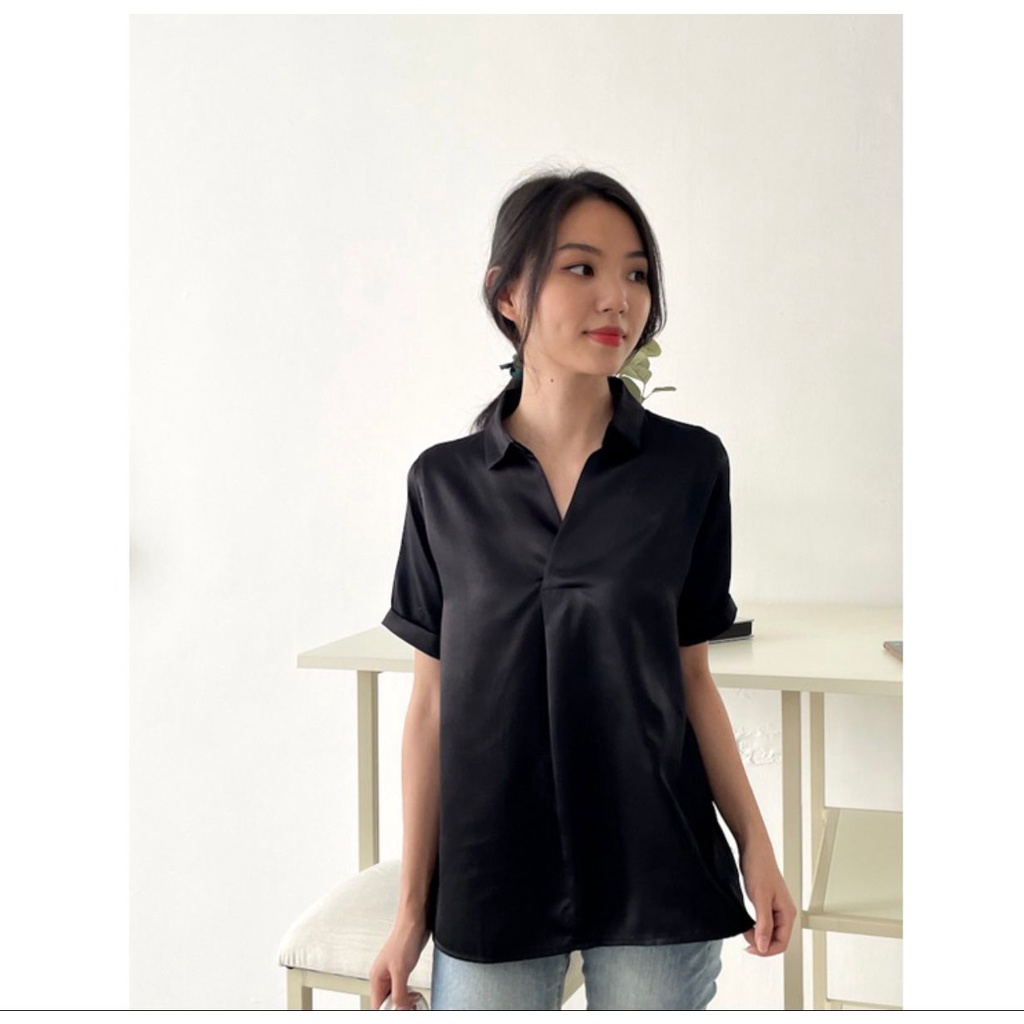 (COD) OH Fashion Trili Blouse V-neck Wanita #2980