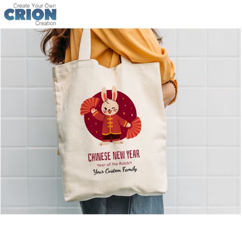 Totebag Imlek Sincia Chinese New Year Gong Xi Fa Cai blacu Bisa Custom nama -By Crion