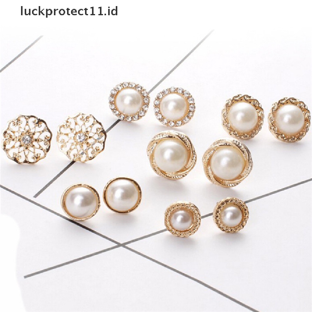 /Fashion Hot// Fashion// 6pasang Elegan Kristal Berlian Imitasi Diamond Mutiara Tanda Telinga Giwang Mungil Earrings.