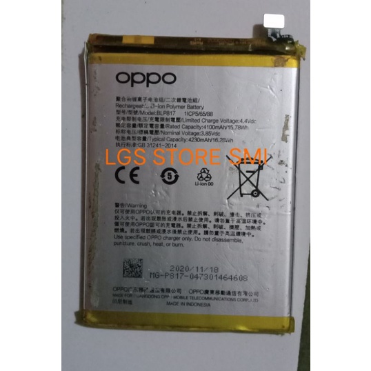 Baterai BLP817 BLP873 Ori 100% Oppo A15 / A15S / A12 / A11K / A3S / A5S / A31 Original Copotan