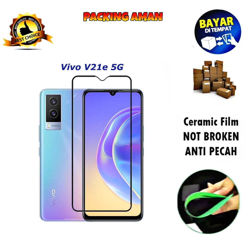 Tempered Glass Vivo V21E 5G FULL COVER FULL SCREEN Ceramic Film Anti Gores