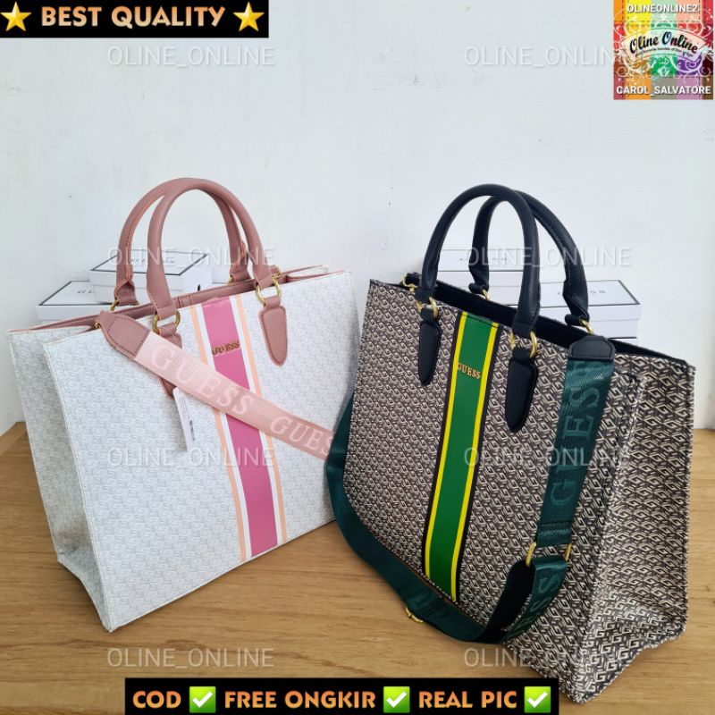 tas ederle shopping bag shopper big jumbo size tote bag shoulder bag carry all on the go stripes logo besar Xl gs gb selempang jinjing top handle crossbody