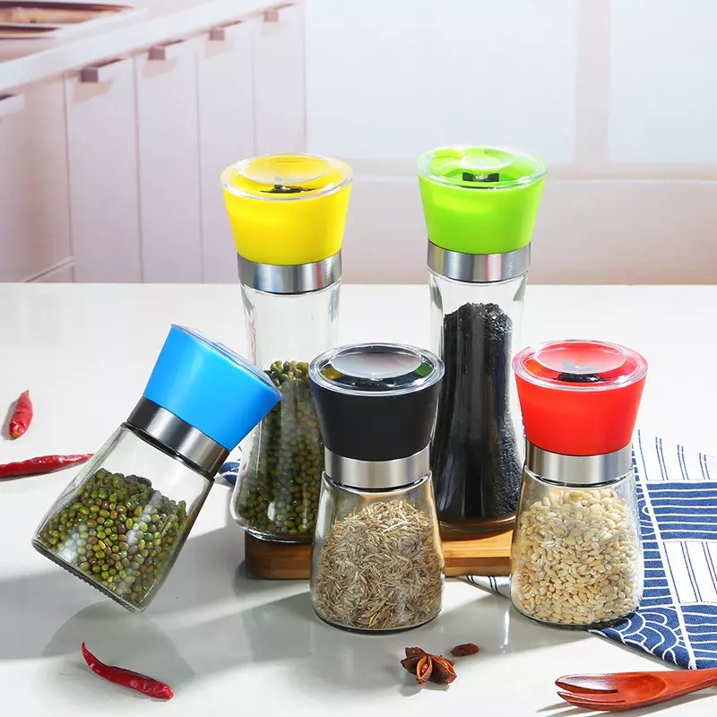 GRINDER LADA MERICA MANUAL Botol bottle kaca Penggiling Bumbu Spice Merica Pepper Manual Hand Grinder / Alat Penggiling Lada Manual Glass Pepper Grinder